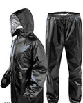 Polyester Solid Rainsuit for Men (Black, L)